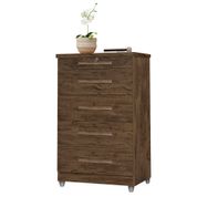 Cômoda para Quarto 68cm 5 Gavetas com Chave Emas Amêndoa Wood - Móveis Primus