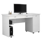 Mesa Escrivaninha para Computador 136cm 1 Porta 3 Gavetas Ariel Branco Luxo - Móveis Primus