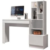 Mesa Escrivaninha com Armário Lateral 1 Gaveta 149cm Lion M20 Branco - Mpozenato