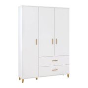 Guarda Roupa Retro 3 Portas 2 Gavetas M08 Milka Branco Acetinado - Mpozenato