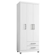 Guarda Roupa Solteiro 78cm 3 Portas 2 Gavetas Louise Branco - AJL Móveis