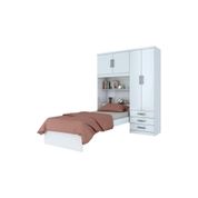 Guarda Roupa com Cama Cravo 04 Portas Branco/Rosa Chá - Henn