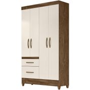 Guarda Roupa Solteiro 4 Portas 8520 Castanho Wood Off White Moval