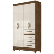 Guarda Roupa Solteiro 4 Portas 8700 Castanho Wood Off White Moval