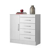 Comoda 04 Gavetas Montevideu Branco Rosa Flex Demobile