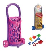 BALDINHO PRAIA INFANTIL KIT CARRINHO COM PUXADOR ACESSORIOS PAZINHA BRINQUEDO BEBE MENINO MENINA COMPLETO Menina