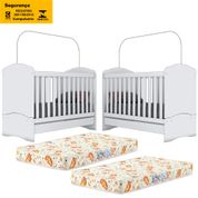 Kit 2 Bercos Mini Cama 3 Em 1 Com Colchoes I02 Branco Henn