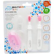 Kit Higiene Oral Rosa Baby BB243, Multikids