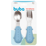 Kit Talheres Introdução Alimentar Bebê Cabo Silicone, Buba