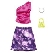 Barbie Roupas e Acessórios Blusa Rosa Saia Tie-Dye - Mattel