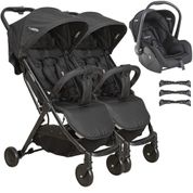 Carrinho de Gemeos Compacto com Bebe Conforto Kiddo Road Preto