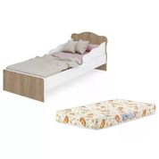 Mini Cama Infantil Doce Sonho 849 Carvalho Rustico Branco Com Colchao Qmovi