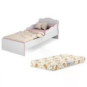 Mini Cama Infantil Doce Sonho 849 Branco Rosa Com Colchao Qmovi