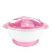 Kit Alimentação Bebê Infantil Criança Prato Divisória Feminino Menina Garfo Colher Bowl Pimpolho Rosa