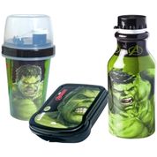 Kit Infantil Hulk Garrafinha e Sanduicheira Porta Lanche