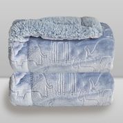 Cobertor Donna Laço Bebê Plush  Sherpa Ferrete Azul Cashmere