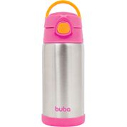 Copo Térmico Infantil De Inox Com Canudo 400ml Buba Cor:Rosa