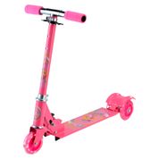 Patinete Scooter Infantil Rosa 3 Rodas com Led