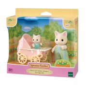 Sylvanian Families - Conj Carrinho Bebê Papai e Bebê Gato Primavera - Epoch