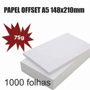 Papel Offset 75g 1000 Folhas A5 Branco Sulfite 210x148mm