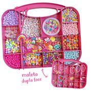 Kit Miçangas Maleta Dupla Face Para Montar Pulseiras e Brincos