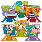 6 Enfeite Display Decoração De Mesa Tema Festa Bob Esponja