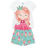 Blusa Manga curta - Estampa Princesa - Shorts - Kyly