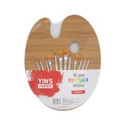 Kit Para Pintura Arti­stica 12 Pinceis e 1 Paleta Yins Paper