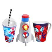 Coleção Desenho Spidey Copo Shake Garrafa Foguete e Caneca