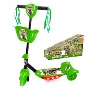 Patinete com Cesta Infantil 3 Rodas   Dinossauro Luz e som