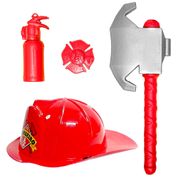 Kit Bombeiros com Capacete Machado Extintor de Brinquedo