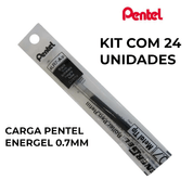 CARGA CANETA REFIL PENTEL ENERGEL LR7-C 0.7 PRETA KIT 24 UND