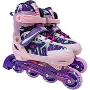 Patins Infantil Inline - Radikale - Com Led - Rosa - 34-37 - Unitoys