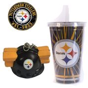 Kit NFL Copo c/ Canudo + Chaveiro Pittsburgh Steelers