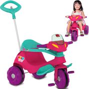 Triciclo Carrinho Passeio e Pedal Bandeirante Velobaby Rosa