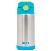 Garrafa Térmica - 400Ml - Com Canudo - Azul - Buba