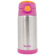 Garrafa Térmica - Buba - Com Canudo - Rosa - 400 ml