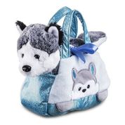 Pelúcia Cutie Handbag Husky Azul c/ Bolsinha Multikids