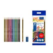 Lapis De Cor Staedtler 12 Cores Kit Lapis E Borracha