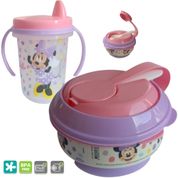 Kit Refeição Transição Infantil Minnie C/ Copo 320ml e Pote