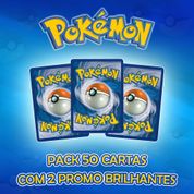 Pack 50 Cartas Pokémon Com 2 Promo Brilhantes Garantidas