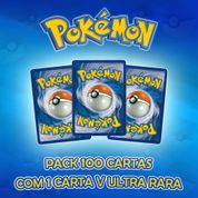 Pack 100 Cartas Pokémon Com 1 Carta V Ultra Rara Garantida