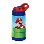 Garrafa De Aco Inoxidavel 500ml Super Mario Com Canudo