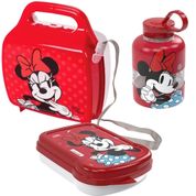 Kit Porta Lanche Lancheira Minnie Garrafa e Sanduicheira