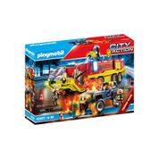 Playmobil - Carro De Bombeiros Com Caminhão - City Action - 70557