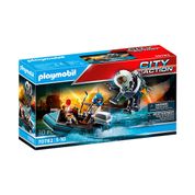 Playmobil - Polícia com Jet Pack e Barco - City Action - 70782