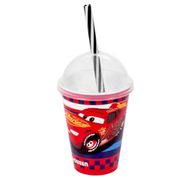 Kit 2 Copos de Suco e Refrigerante com Canudo Carros Relâmpago Mcqueen