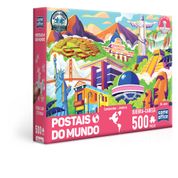 Quebra-Cabeça - 500 Peças - Game-Office - Postais Do Mundo - Continentes - Toyster