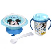 Kit Alimentação Tigela Colher e Copo de Treinamento do Mickey