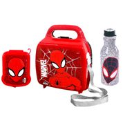 Kit Lancheira com Alça + Porta Sanduiche e Garrafinha Homem Aranha